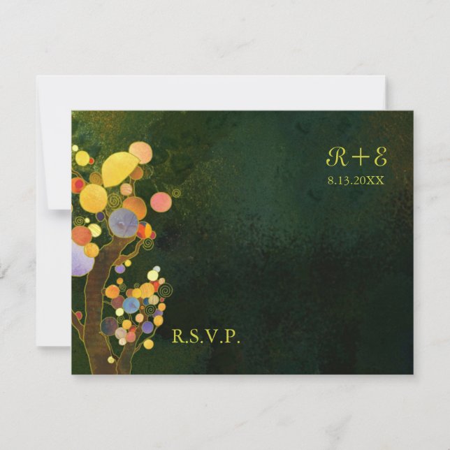 RSVP de Casamento Verde Rustic Dark (Frente)