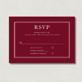 RSVP de Casamento Vermelho Clássico Elegante Forma