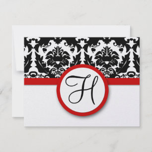 RSVP de Casamento Vermelho do Damasco Negro Funky