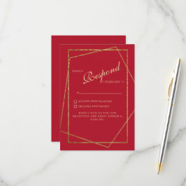 RSVP de Casamento Vermelho e Dourado