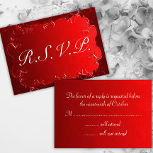 RSVP de Casamento Vermelho Elegante