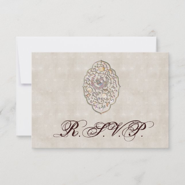 RSVP de Casamento vintage Beige legante (Frente)