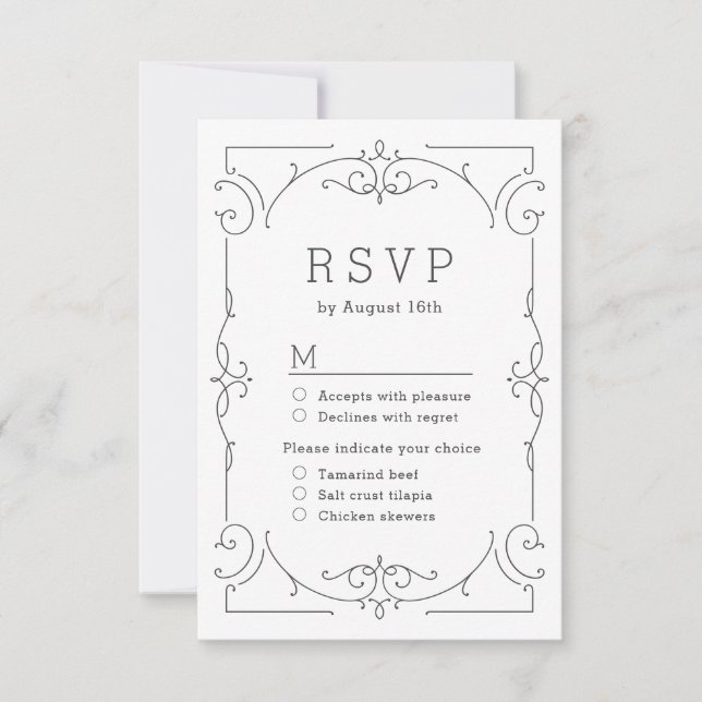 RSVP de casamento vintage clássico elegante (Frente)