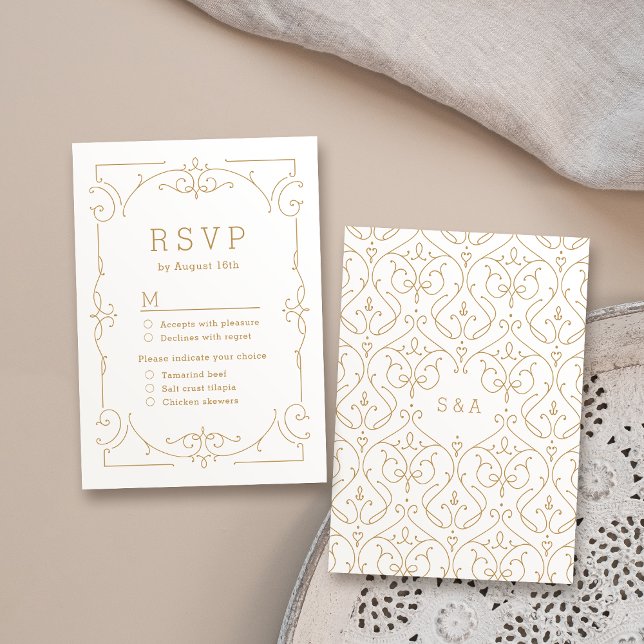 RSVP de casamento vintage clássico elegante (Elegant modern classic vintage wedding RSVP)