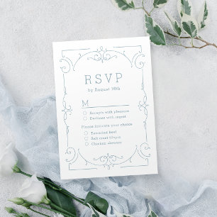 RSVP de casamento vintage clássico elegante azul