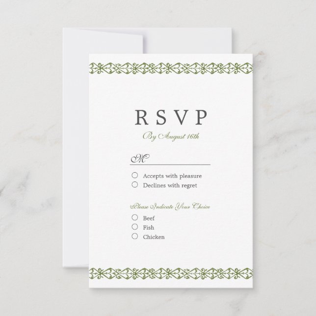 RSVP de casamento vintage clássico legante (Frente)