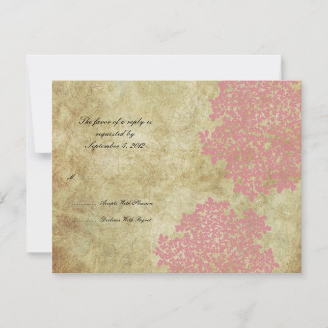 RSVP de Casamento vintage Floral Rosa (Frente)