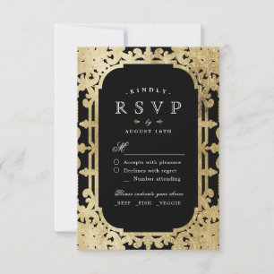 RSVP de casamento vintage romântico elegante preto