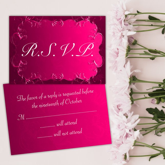 RSVP de Casamento vintage Rosa Elegante (Criador carregado)