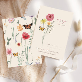 RSVP de Casamento Whimsical Amarelo Cor-de-Rosa