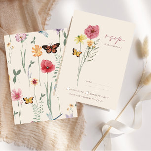 RSVP de Casamento Whimsical Amarelo Cor-de-Rosa