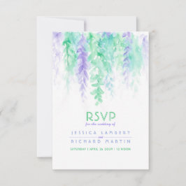 RSVP de Casamentos de Púrpura Verde em cascata com