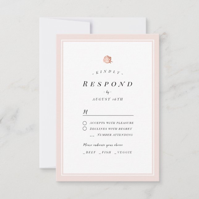 RSVP de Casamentos Minerais de Rosa de Ouro Elegan (Frente)