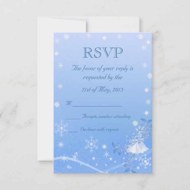 RSVP de Casamentos no inverno Azul e Branco (Frente)