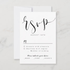 RSVP de Casamentos Simples de Script Preto e Branc