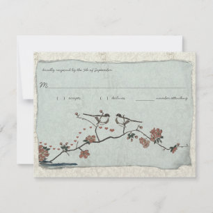 RSVP de Casamentos tema damasco de Aves Vintage