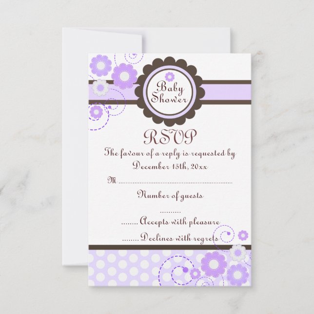 RSVP de Chá de fraldas Floral Roxo e Castanho (Frente)