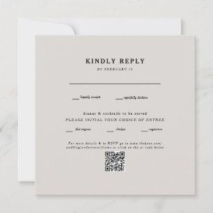 RSVP de Código QR de Casamento de Beige Quadrado M
