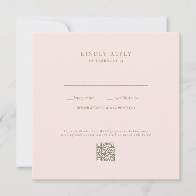 RSVP de Código QR de Casamento de Blush (Frente)