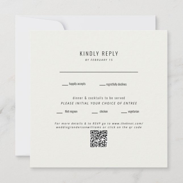 RSVP de Código QR de Casamento de Creme Quadrado M (Frente)
