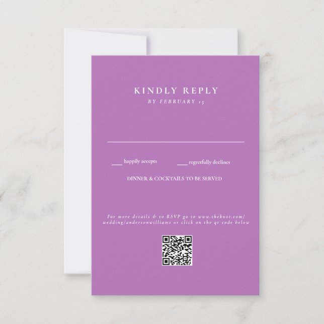 RSVP de Código QR de Casamento de Lavanda Moderno (Frente)