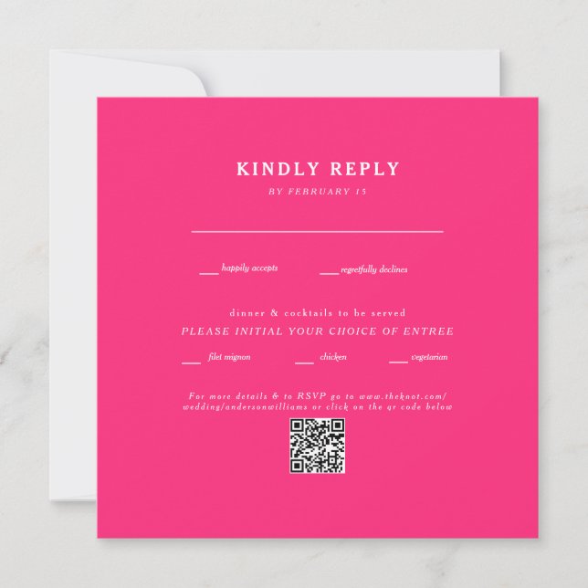 RSVP de Código QR de Casamento Quadrado Moderno Fu (Frente)