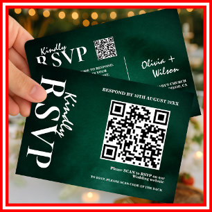 RSVP de Código QR de Casamento Verde Emerald