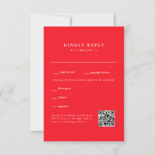 RSVP de Código QR de Casamento Vermelho Simples