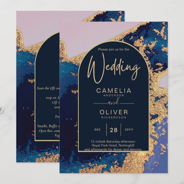 RSVP de Código QR de Código de Convite de casament (Frente/Verso)