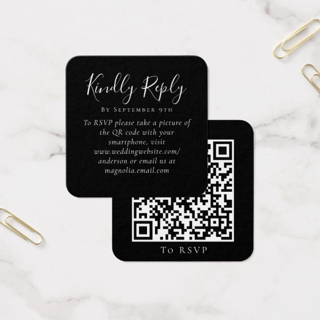 RSVP de Código QR do Site de Casamento Negro (Escritótio)