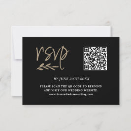 RSVP de Código QR Preto e Dourado Moderno
