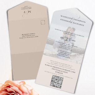 RSVP de Código QR Simples de Blush Mínimo de Foto 