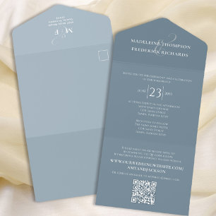 RSVP de Código QR Simples Simples de Dusty Azul