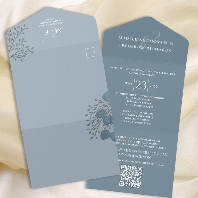 RSVP de Código QR Simples Simples de Dusty Azul (Criador carregado)