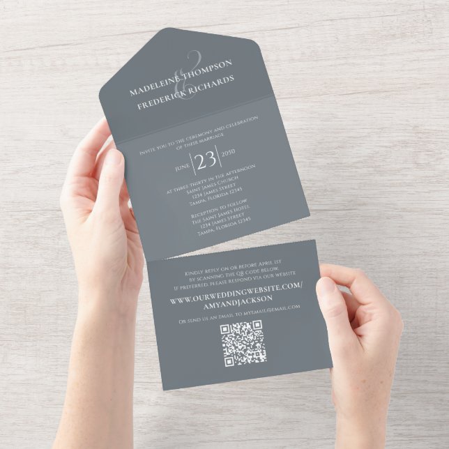 RSVP de Código QR Simples Simples de Dusty Azul (Aba destacável)