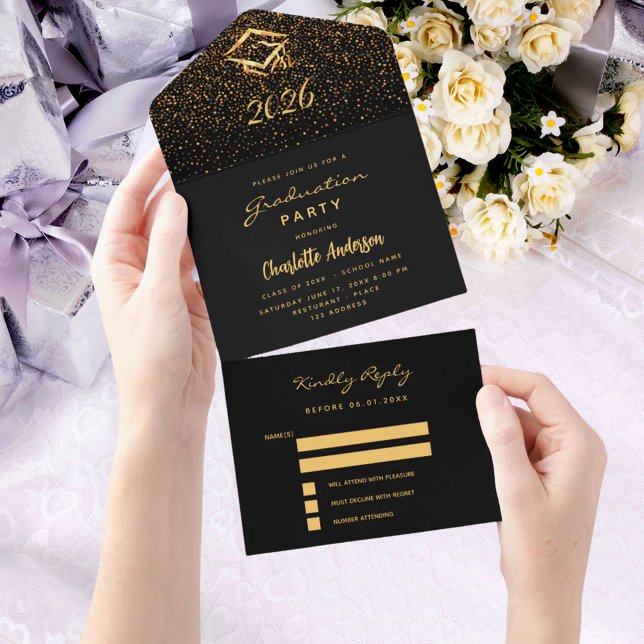 RSVP de configuração de ouro preto festa de format (Criador carregado)