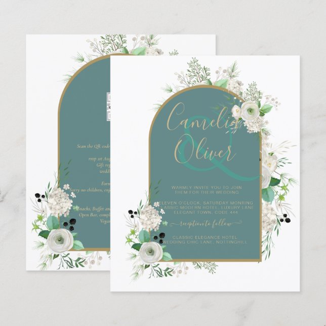 RSVP de Convite de casamento All-in-1 das Elegante (Frente/Verso)