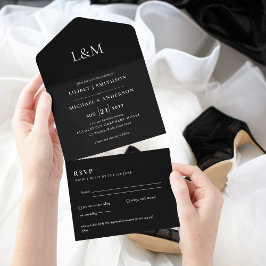 RSVP de Convite de casamento Apenas Texto Preto 3i