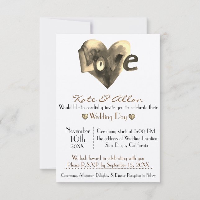 RSVP de Convite de Casamento Cardíaco Adorável e P (Frente)