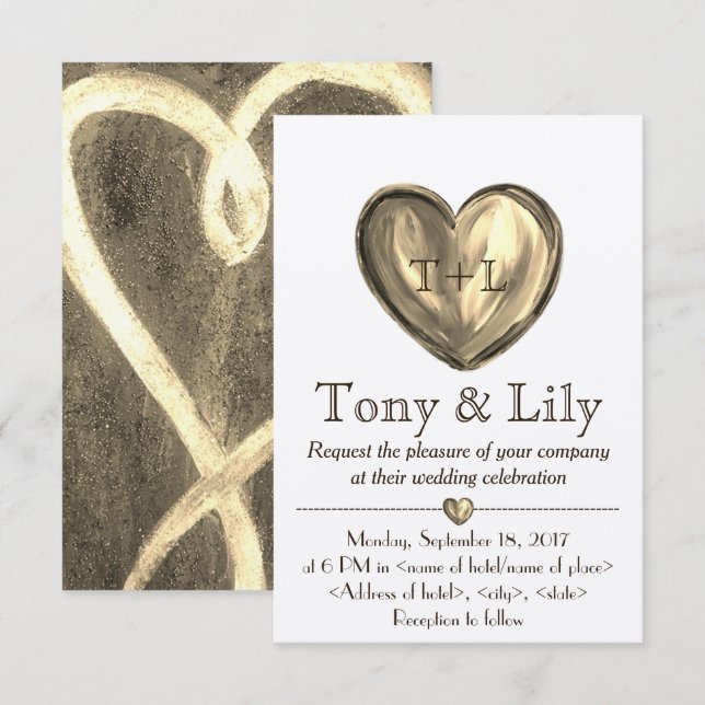 RSVP de Convite de Casamento Cardíaco Personalizáv (Frente/Verso)