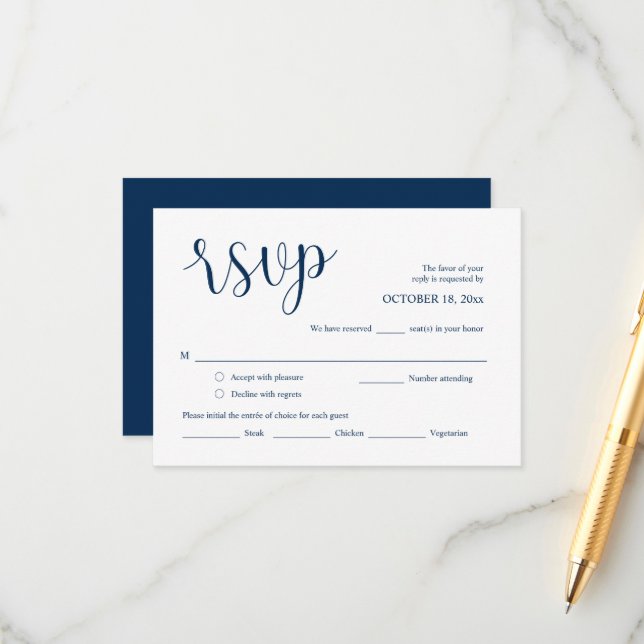 RSVP de Convite de Casamento, Cartão de Opções de  (Frente/Verso In Situ)