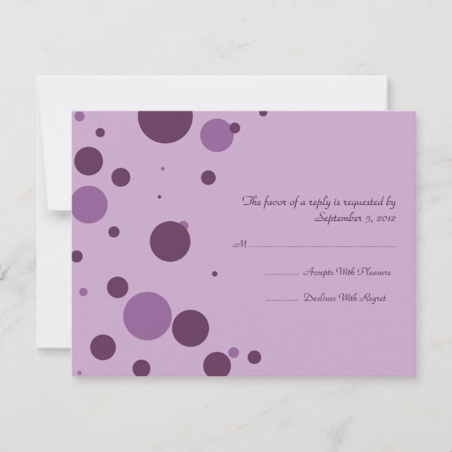 RSVP de Convite de Casamento de Bolinhas Roxo (Frente)
