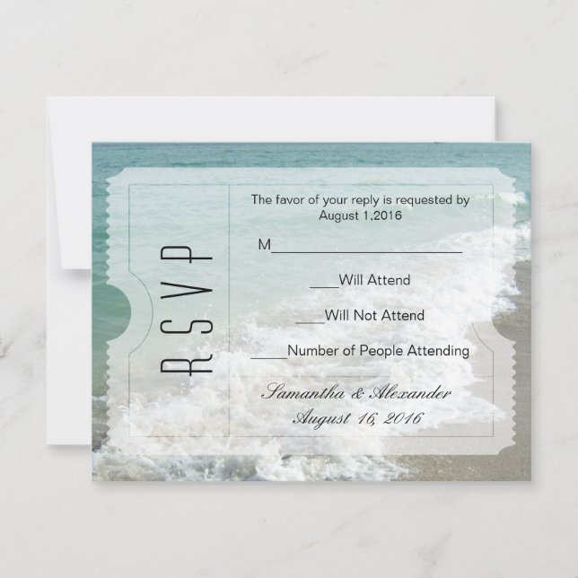RSVP de Convite de Casamento de Destino de Praia (Frente)