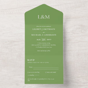 RSVP de Convite de casamento de Texto Verde de Fol