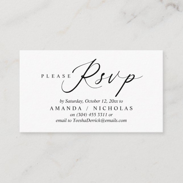 RSVP de Convite de Casamento, Design de Script de  (Frente)