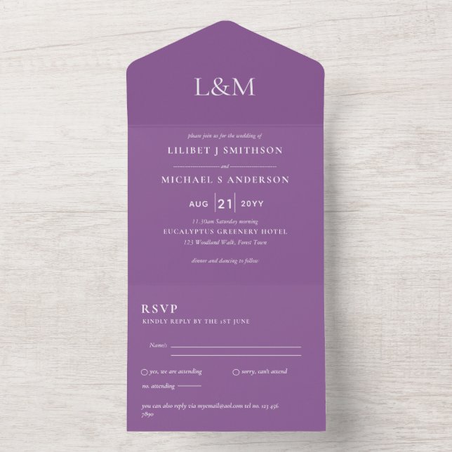 RSVP de Convite de casamento somente para texto vi (Inside)