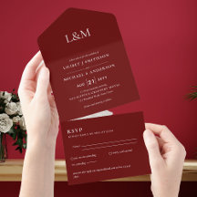 RSVP de Convite de casamento Somente Texto Borgonh