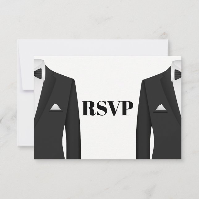RSVP de Convite de Casamento Tuxedo (Frente)