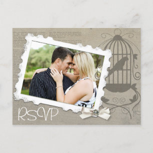 RSVP de Convite de casamento vintage com Foto