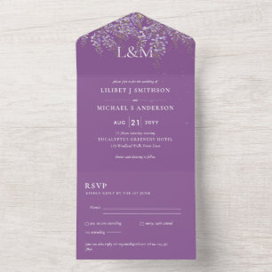 RSVP de Convite de casamento Violeta Floral 3in1 W